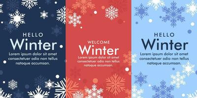 simple minimalist winter vector design illustration background with snowflake theme design. for banner, poster, social media, promotion