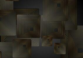 Black abstract background with golden squares vector