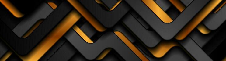 Abstract black and golden smooth stripes modern background vector