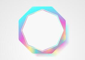 Holographic octagon frame geometric abstract tech background vector