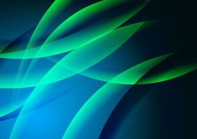 Green and blue glowing shiny waves abstract elegant background vector