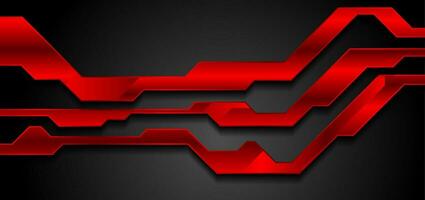 Bright glossy red and black abstract technology background vector