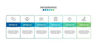 6-frame thin-line infographic steps to success. Vector illustration.