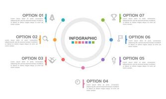 Infographic semicircle 7 processes to success. Business presentation, and report. Vector illustration.