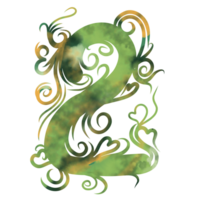 Vine green drawing number two water color style png