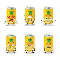 Pineapple soda can cartoon character with nope expression vector