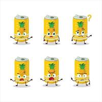 Cartoon character of pineapple soda can with what expression vector