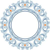 Round frame with decorative elements. Vector illustration.