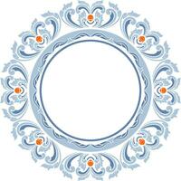 Round frame with decorative elements. Vector illustration.