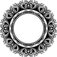 Round frame with decorative elements. Vector illustration.