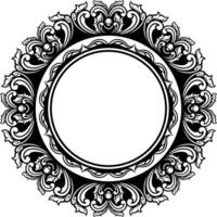 Round frame with decorative elements. Vector illustration.