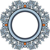 Round frame with decorative elements. Vector illustration.