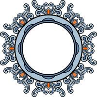 Round frame with decorative elements. Vector illustration.