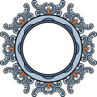 Round frame with decorative elements. Vector illustration.