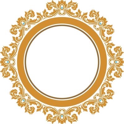 Round frame with decorative elements. Vector illustration.