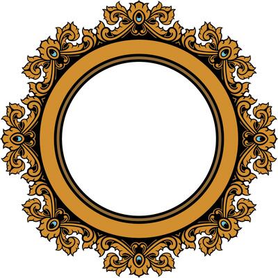 Round frame with decorative elements. Vector illustration.