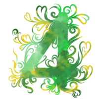 vite verde disegno numero quattro acqua colore stile png