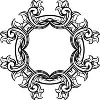 Round frame with decorative elements. Vector illustration.