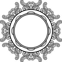 Round frame with decorative elements. Vector illustration.