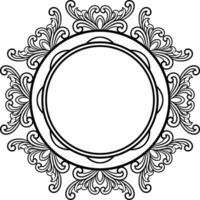 Round frame with decorative elements. Vector illustration.