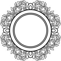 Round frame with decorative elements. Vector illustration.