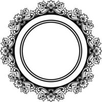 Round frame with decorative elements. Vector illustration.