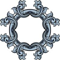 Round frame with decorative elements. Vector illustration.