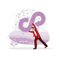 Young entrepreneur holding up circular economy icon. A lasting circular economy and sustainable business growth. Circular Economy Concept. trend modern vector flat illustration