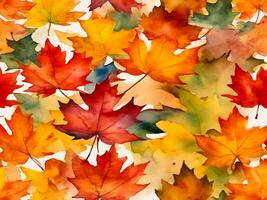 sin costura modelo con otoño hoja arce hojas papel textura acuarela estilo hermoso, diseño foto