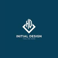 inicial hq logo cuadrado rombo con líneas, moderno y elegante logo diseño vector