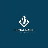 inicial kr logo cuadrado rombo con líneas, moderno y elegante logo diseño vector