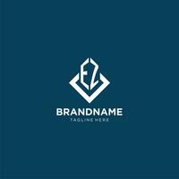 Initial EZ logo square rhombus with lines, modern and elegant logo design vector