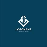 Initial KG logo square rhombus with lines, modern and elegant logo design vector