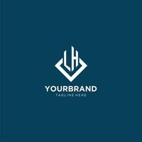 Initial LH logo square rhombus with lines, modern and elegant logo design vector