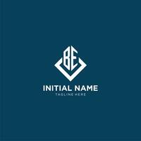 Initial BE logo square rhombus with lines, modern and elegant logo design vector