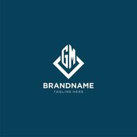 Initial GM logo square rhombus with lines, modern and elegant logo design vector