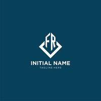 Initial FR logo square rhombus with lines, modern and elegant logo design vector