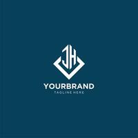 Initial JH logo square rhombus with lines, modern and elegant logo design vector