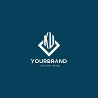 Initial KU logo square rhombus with lines, modern and elegant logo design vector