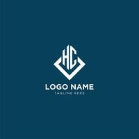 Initial HC logo square rhombus with lines, modern and elegant logo design vector