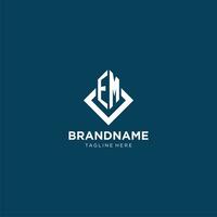 Initial EM logo square rhombus with lines, modern and elegant logo design vector