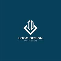 Initial IO logo square rhombus with lines, modern and elegant logo design vector