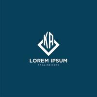 Initial KA logo square rhombus with lines, modern and elegant logo design vector