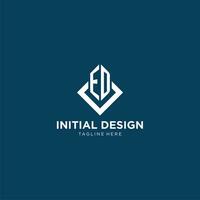 inicial ed logo cuadrado rombo con líneas, moderno y elegante logo diseño vector