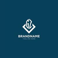 Initial GZ logo square rhombus with lines, modern and elegant logo design vector