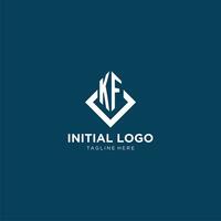 inicial kf logo cuadrado rombo con líneas, moderno y elegante logo diseño vector