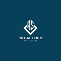 Initial AS logo square rhombus with lines, modern and elegant logo design vector