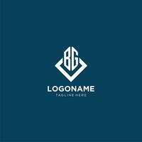 Initial BG logo square rhombus with lines, modern and elegant logo design vector