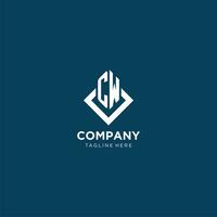 Initial CW logo square rhombus with lines, modern and elegant logo design vector