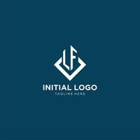 Initial LF logo square rhombus with lines, modern and elegant logo design vector